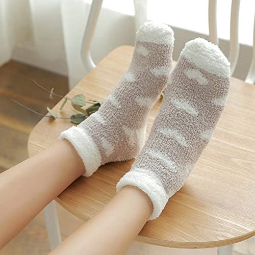 6 Pairs Fuzzy Socks For Women Warm Soft Fluffy Socks Comfy Slipper Cozy Socks Microfiber Plush Socks For Winter Home Sleep Gifts E-Heart #TOP4