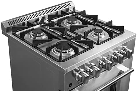 FORNO Breno Full Gas 24" Inch. Range 4 Sealed Burners Cast Iron Cooktop Freestanding Stainless Steel Oven 2.3 Cu.Ft.