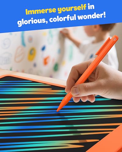 Image of TEKFUN LCD Writing Tablet for Adults, Large Doodle Board, 16 Inch Colorful Drawing Tablet Writing Pad, Toddler Toys for 3 4 5 6 7 8 9 Year Old Girls Boys Teen, Birthday Gifts for Kids (Orange)