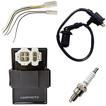6 Pin DC CDI Box with CDI Cable Wire Harness Plug GY6 Ignition Coil + Spark Plug for 150CC 200CC 250CC Roketa Taotao Jonway Mopeds Scooters Go Karts Dune Buggy Parts Motorcycle ATV Scooter Go Kart
