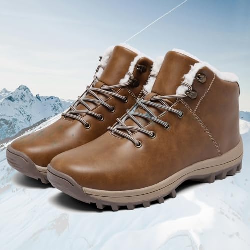 Mens Winter Warm Snow Boots Fur Lined Non-Slip Insulated Hiking Shoes4