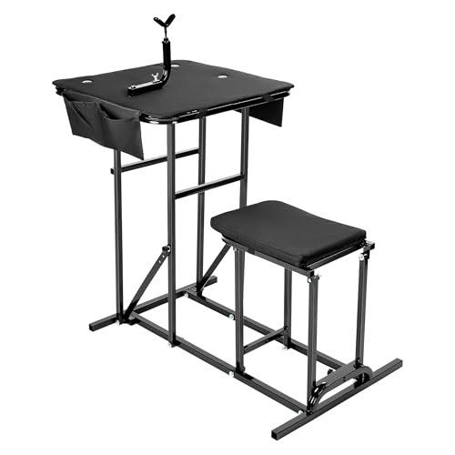 HECASA Portable Shooting Table Seat Set, Height Adjustable Gun Rest and Ammo Pockets for Outdoor Range Hunting