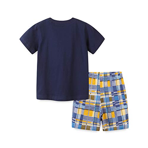 Image of Boys Summer Short Sets Outfits Cotton Casual Crewneck Short Sleeve Shirt Shorts Playwear Clothes Sets 2-7Y