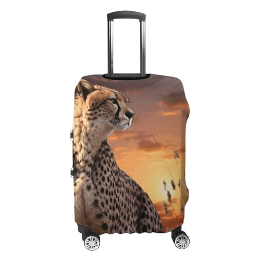 Travel Wheeled Suitcase Sleeve Dustproof Anti-scratch Cheetah Looking with Sunset Luggage Case Protective Cover For 19-32 Inch Luggage3