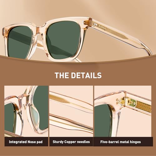 AVAWAY Polarized Sunglasses for Men UV Protection, Square Acetate Frame Outdoor Driving Sun Glasses4