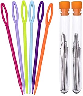 Plastic Sewing Needles with Large Eye Blunt Needles, 30PCS Colorful Yarn Lacing Weaving Tapestry Needle and 18PCS Knitting Stitching Needles Set for Crocheting Darning Kids Craft