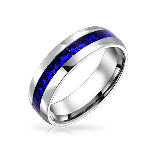 Bling Jewelry Blue Crystal Eternity Ring Steel,Blue,10