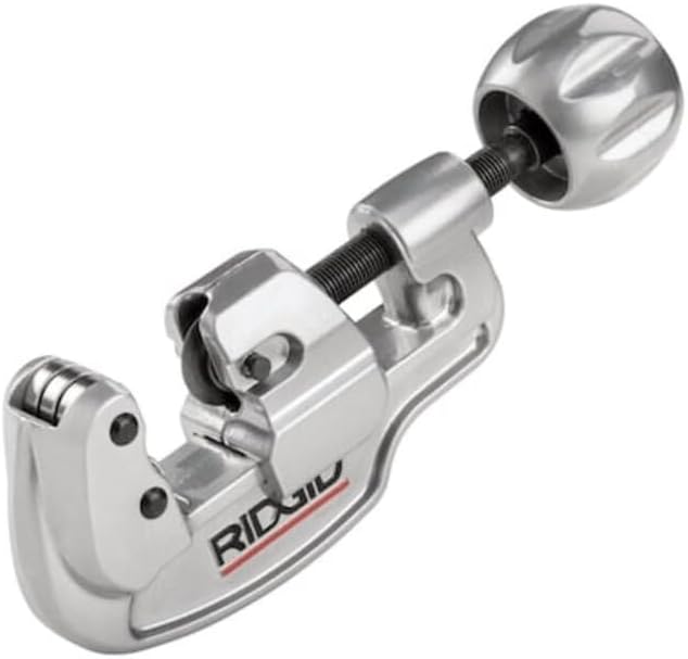Cortador de tubos de acero inoxidable RIDGID 29963 modelo 35S de 1/4" a 1-3/8" con perilla X-CEL, plata