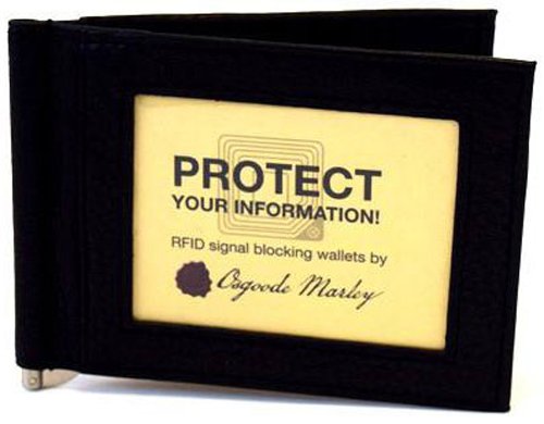 RFID Money Clip Mens Leather Wallet - Black