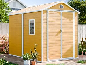 SELLERWE 8x6 FT Resin Storage Shed, Waterproof Outdoor Shed w/Floor...