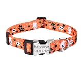 Mihqy Personalized Dog Collars, Halloween Dog Collar - Pumpkin Bat Ghost Pattern - Adjustable for Small Medium Large Dogs(Halloween,XS)