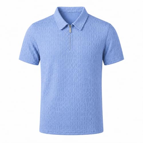 Polo para hombre texturizado manga corta, ligero y ajustado para verano, estilo casual para golf y playa miniatura 4