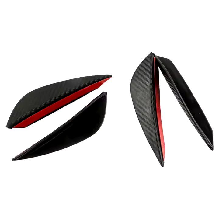 Image of AutoBizarre Car Front Bumper Lip Splitter Fins Carbon Fiber Rubber Rear Diffuser- Set of 4 Pcs Bumper Knife