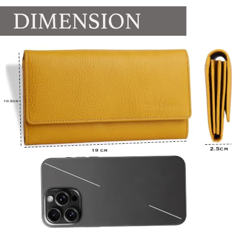 Image of Steve Jhonson Leather Wallet for Women - Mini Hand Purse with Card Holder - Women Stylish Clutch Purse - Cute Mini Ladies Wallet for Daily Use - Fancy Ladies Purse with Slim Design (Yellow)