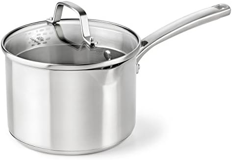 Calphalon Classic 3.5 Quart Saucepan with Lid, Stainless Steel, Dishwasher Safe