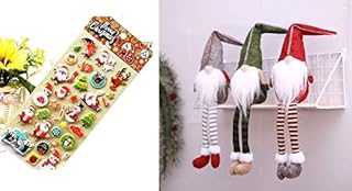BMTick Long Legged Christmas Gnome Ornaments Set  Handmade Scandinavian Gonks Perfect for Perching and Prancing with Christmas Stickers