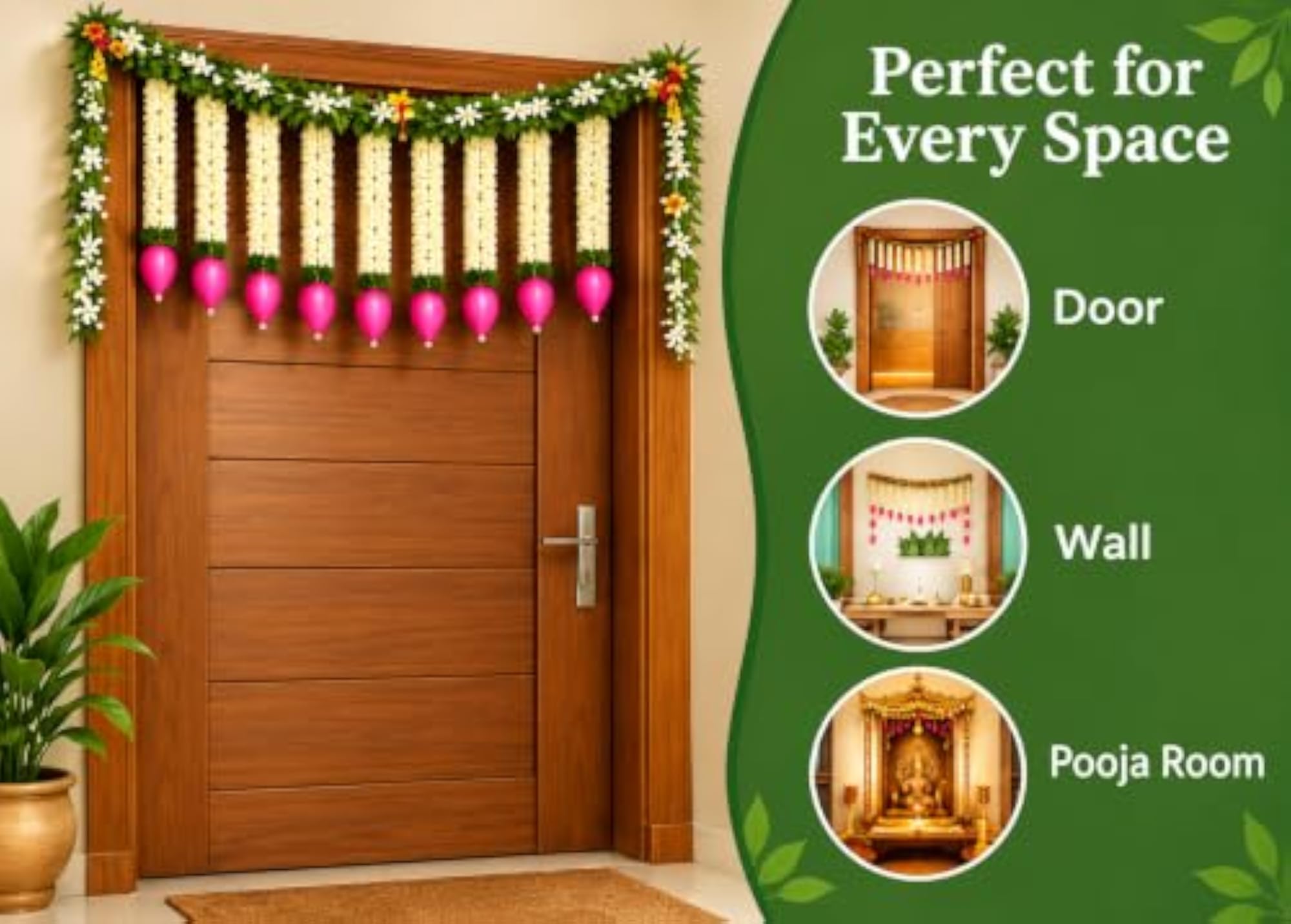 Artificial Jasmine Flower Garland Toran with Lotus Buds