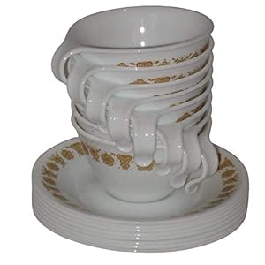 SET OF 8 – Vintage 1970’s Corelle Corning Ware Butterfly Gold Cups & Saucers