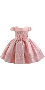 Vestito per Ragazze Abiti Damigella Maniche Corte Principessa Elegante Abito Lungo Tulle Pizzo Cerimonia Compleanno Prima Comunione Battesimo Natale Halloween Carnevale Cocktail