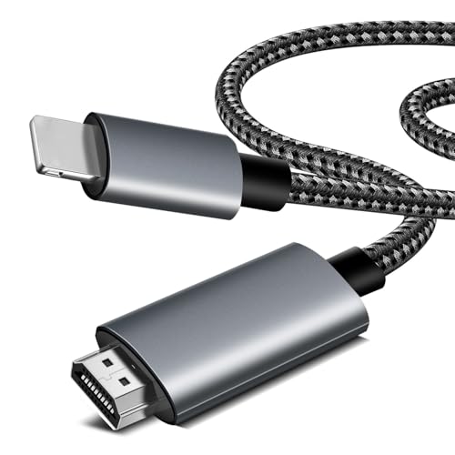 APKLVSR Câble HDMI pour TV 2 m, câble Light-ning HDMI 1080p Adaptateur AV numérique Plug & Play, compatible avec iPhone 14/13/12/11/XS/XR/X/8/7/6 et iPad...