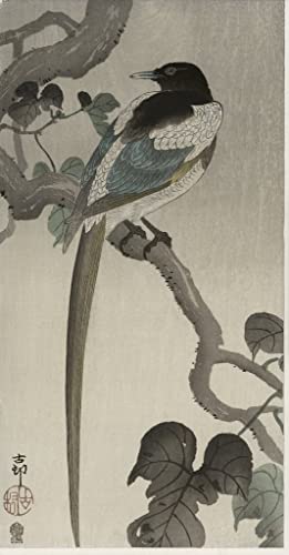 Poster coq et poule Ohara Koson pour réchauffer un grand mur