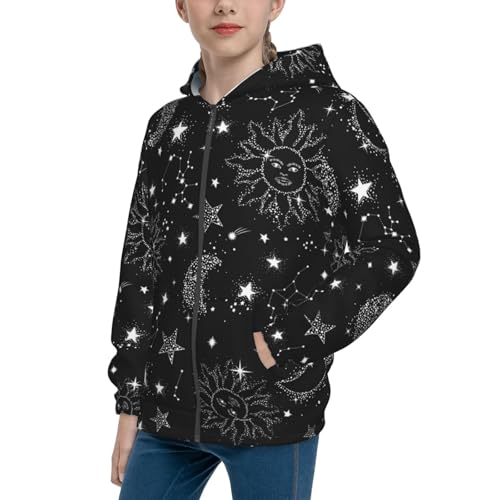 Space Galaxy Kid Hoodies Boys Zip Up Sweatshirts Girls Pullover with Pocket