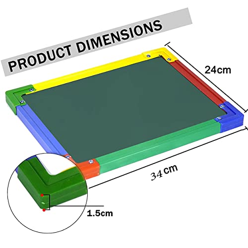 Image of DAHSHA 2 in 1 Double Sided Slate White & Green for Kids Double Sided Board with Colorful Aluminum Frame with Chalk (34 * 24 cm)