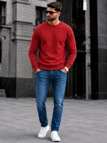 Image of Mack Jonney Men's Solid Winter Sweatshirt|Soft Fleece Fabric Full Sleeve Round Neck Sweatshirt|Stylish Casual Wear for Men-mj-281