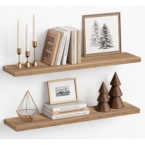 Elm Floating Shelves for Wall 36 Inch x 8 Deep, Long Wall Shelf for Bedroom