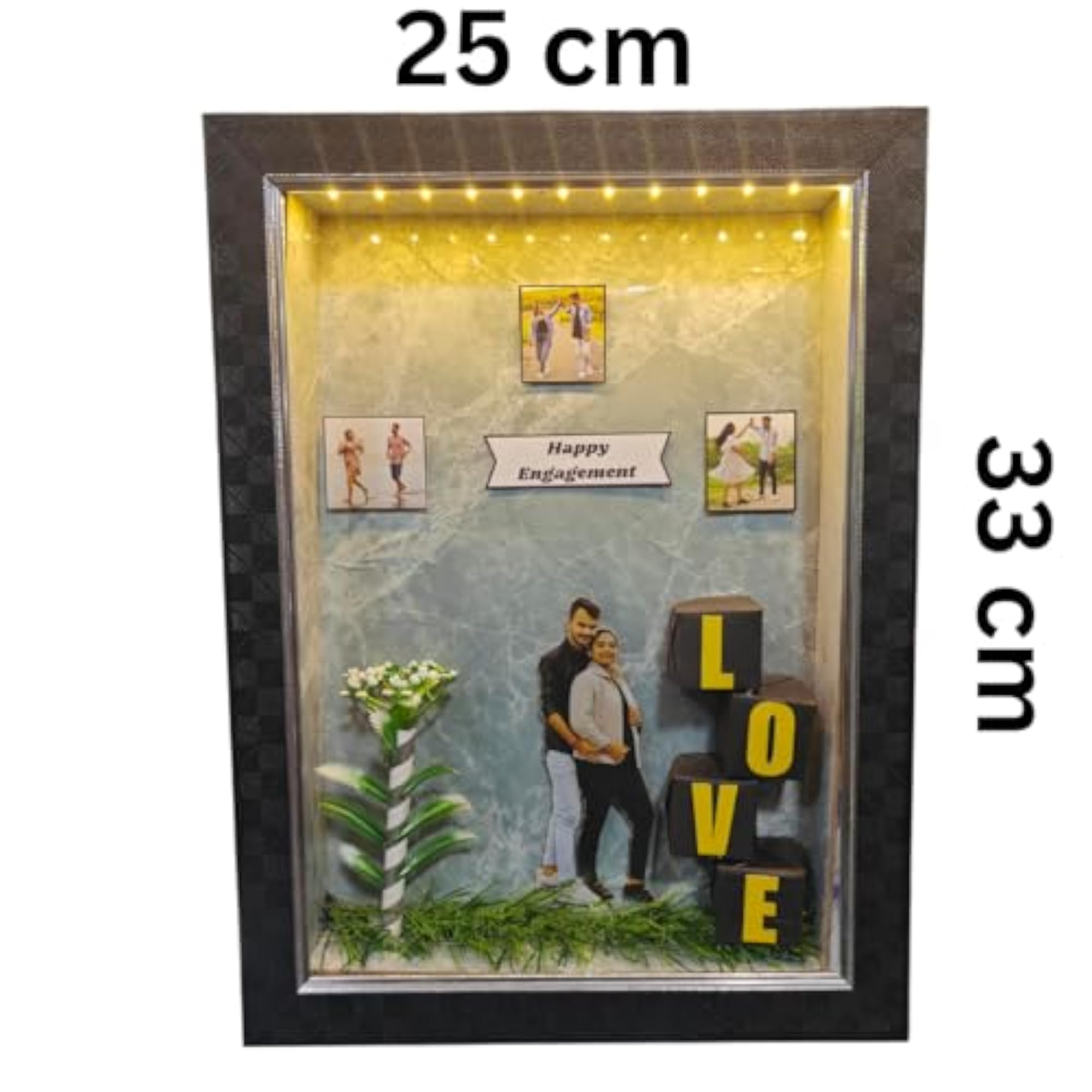 Custom 3D Shadow Box Photo Frame for Couples