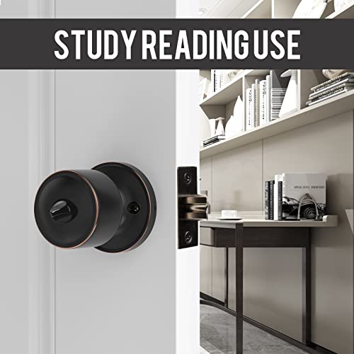 Cielsa Dawn Door Knob With Lock Interior, Privacy Door Knobs Hardware Round Modern Ball Knob (Tuscan Bronze, Privacy) #TOP4