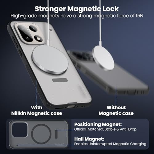 Image of Nillkin Case for OnePlus 15 (1+15) (6.78 inch Inch) Super Frosted Shield Pro Magnetic Hard Back Soft Border (PC + TPU) Cover Raised Bezel Camera Protect Transparent Black Color