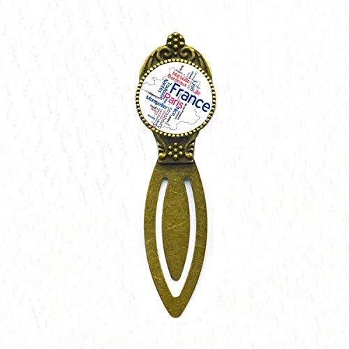 Marque-page avec mots et nom de ville de France signet métallique cadeau souvenir littéraire
