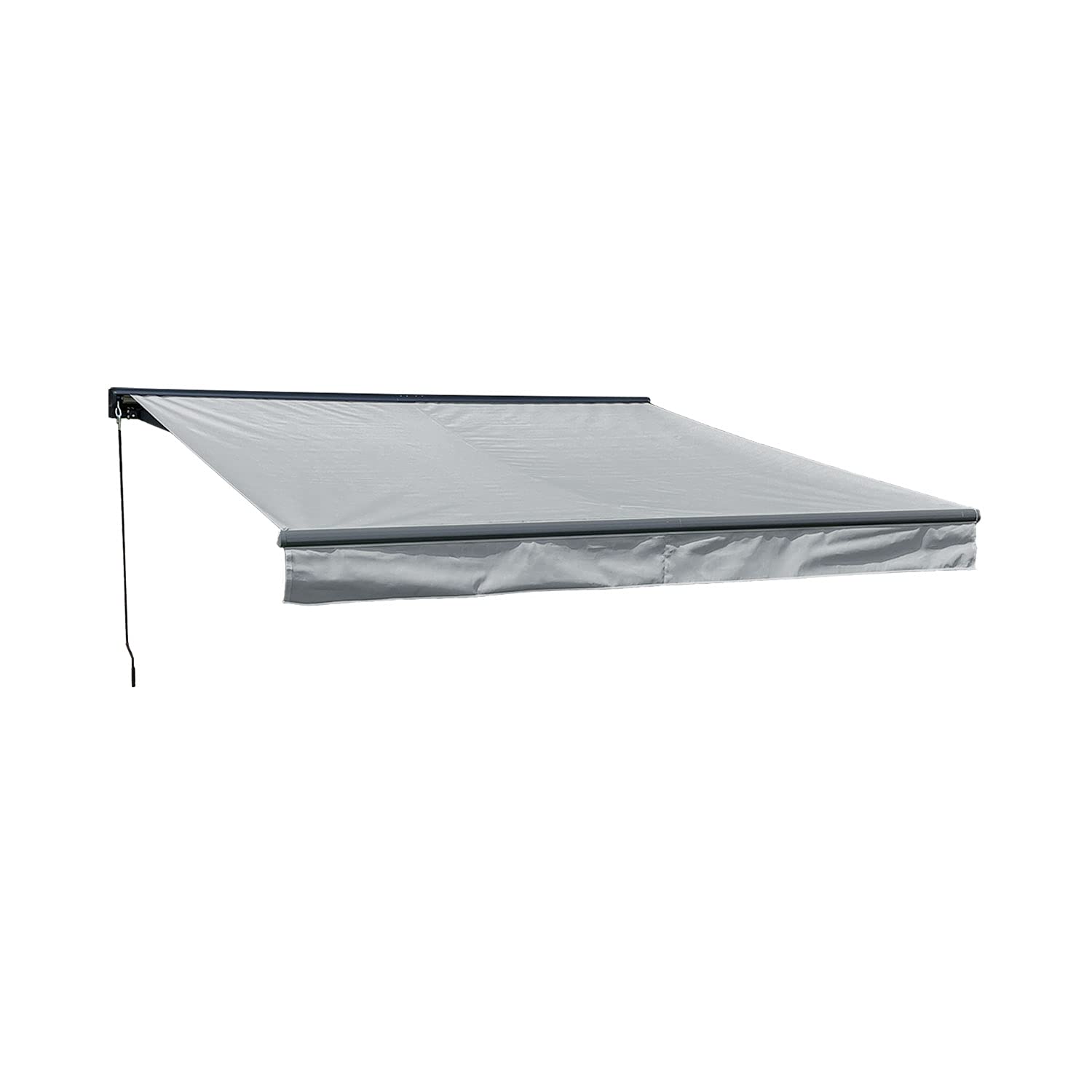 Store banne Saule avec semi-coffre compact, l'excellence de l'ombrage gris 3,5x3m
