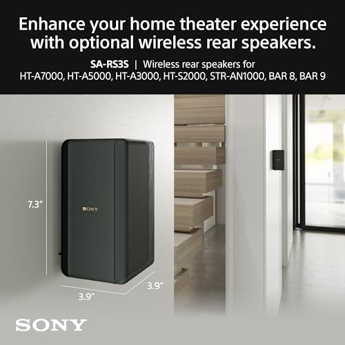 Image of Sony SA-RS3S Wireless Rear Speakers for BRAVIA Theater (BAR 8, BAR 9), HT-A7000 /A5000 /A3000 /S2000 and STR-AN1000 | Compatible with Ht-A7000 and Bravia Bar 8 /9. 2-Way, Wall-Mountable
