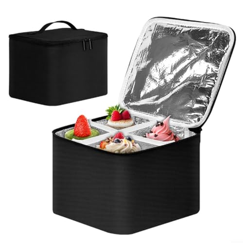 Glewi Bolsa aislante para postres de 22 x 22 x 17 cm con separadores extraíbles para cupcakes, tazas de café, pícnics y viajes