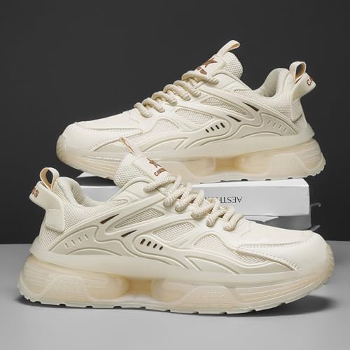 Image of Men's Chunky Sneakers: Mesh Breathable Upper, Air Cushion Sole, Sleek Structural Detailing-Trendy Casual Style for Daily Wear, Street Outfits & Urban Fashion Ensembles