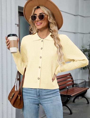 ZAFUL Womens Cable Knit Cardigan Sweater Casual Long Sleeve Open Front Button Down Cardigan Lapel Neck Cropped Sweater4