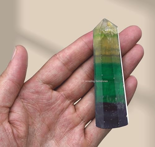 Image of Amazing Gemstone Fluorite Crystal Towers - Natural Healing Crystal Point Obelisk for Reiki Healing and Crystal Grid (2 inch to 3 inch INCH)