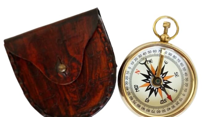 Boussole ancienne en laiton cadeau idéal pour collectionneur