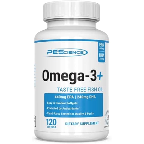 PEScience Omega 3+, 120 Soft Gels, EPA and DHA Fish Oil Supplement Cover