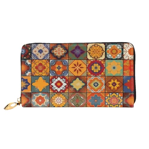 Group of Moroccan Geometric Women's Wallet Large Capacity Credit Card Holder Zip Phone Clutch Ladies Travel Purse