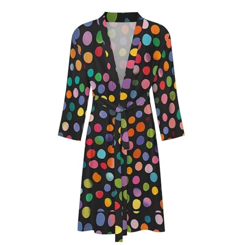Colorful Dots Funny Men's Robe Soft Lightweight Bathrobe Long-sleeve Spa Robes4