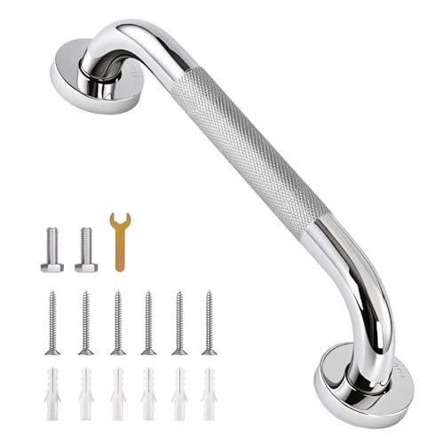 QH 304 - Barra de agarre de acero inoxidable para baño, mango auxiliar para interiores y exteriores, para bañera, ducha, cocina, dormitorio, escalones, personas con discapacidad, 34 cm