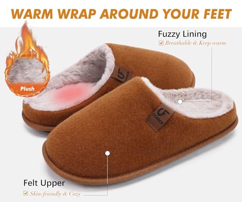 Image of COFACE Mens Cozy Memory Foam Scuff Slippers Casual Slip On Warm House Shoes Indoor /Outdoor Sandal Slippers With Arch Support Rubber Sole Size 7-15