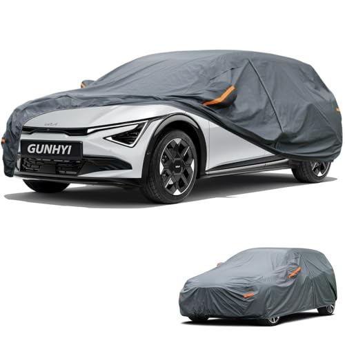 Image of GUNHYI Premium Car Cover Custom Fit Kia EV6, 16 Layers Heavy Duty Car Cover Waterproof All Weather with Zipper Door for Sun Rain Snow Dust Uv Protection
