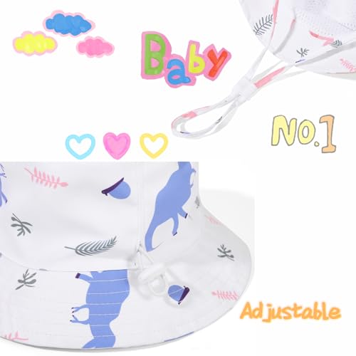 Baby Girl Sun Hat 2Pack Infant Toddler Swim Wide Brim Strap Bucket Hat with UPF 50+ Adjustable3