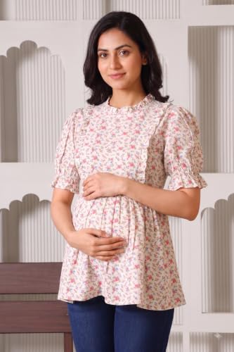 Image of ZUVINO Maternity Tops for Women || Feeding Short Kurti for Mothers || Long Top for Pregnancy with Zip || Stylish Maternity Wear for New Moms || Plus Sizes Upto 6XL.