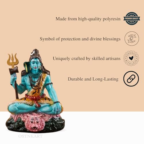 Image of Shiva Idol for Car Dashboard & Home Decor | 3.5 Inch Resin Shiv Ji Idol for Pooja Room, Living Room, Office, Spiritual Showpiece & Gift (7x5x9 cm)