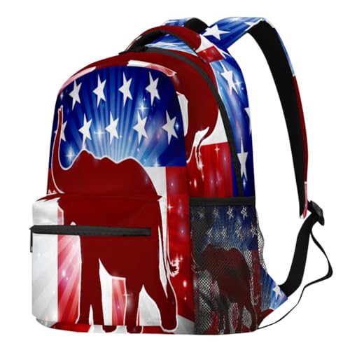 Sac à dos éléphant drapeau États-Unis grand format pour ordinateur portable et randonnée